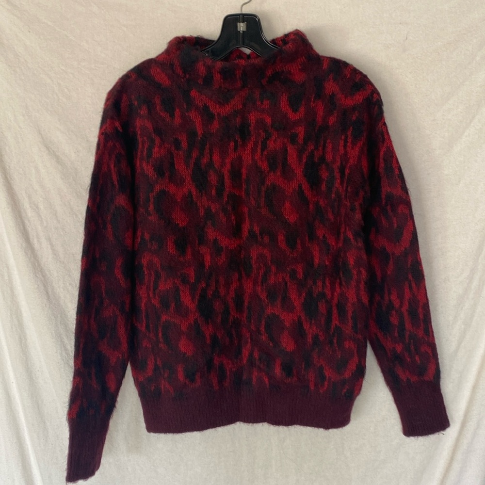 NWT Immagini Italian Sweater Red/Black Cheetah Print. Mohair, wool & acrylic